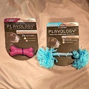 NWT Playology Small Dog Toy Bundle Dual Layer Bone Dri-Tech Rope